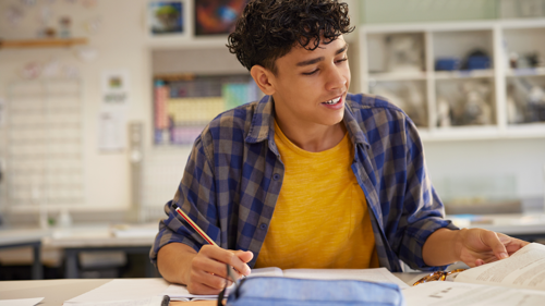 A student writing a test