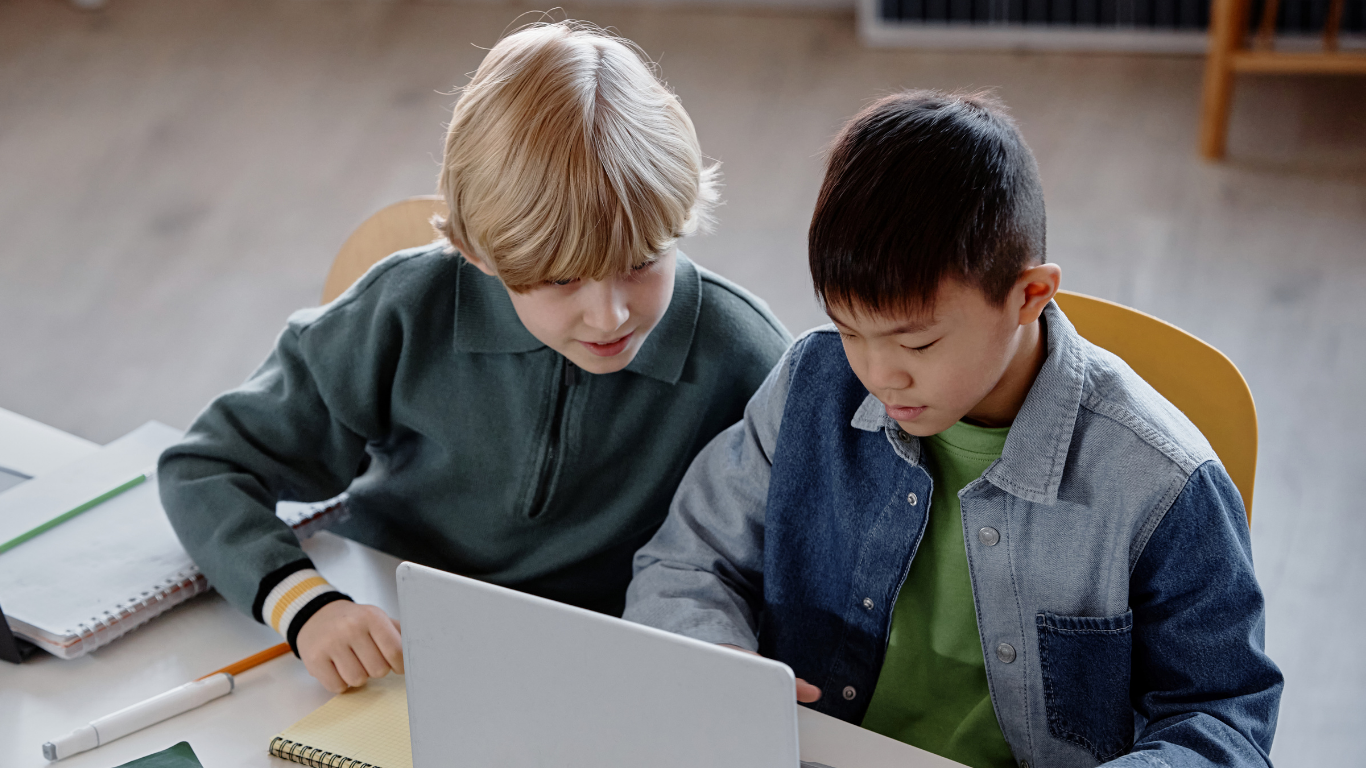 2 Boys Infront Of Computer