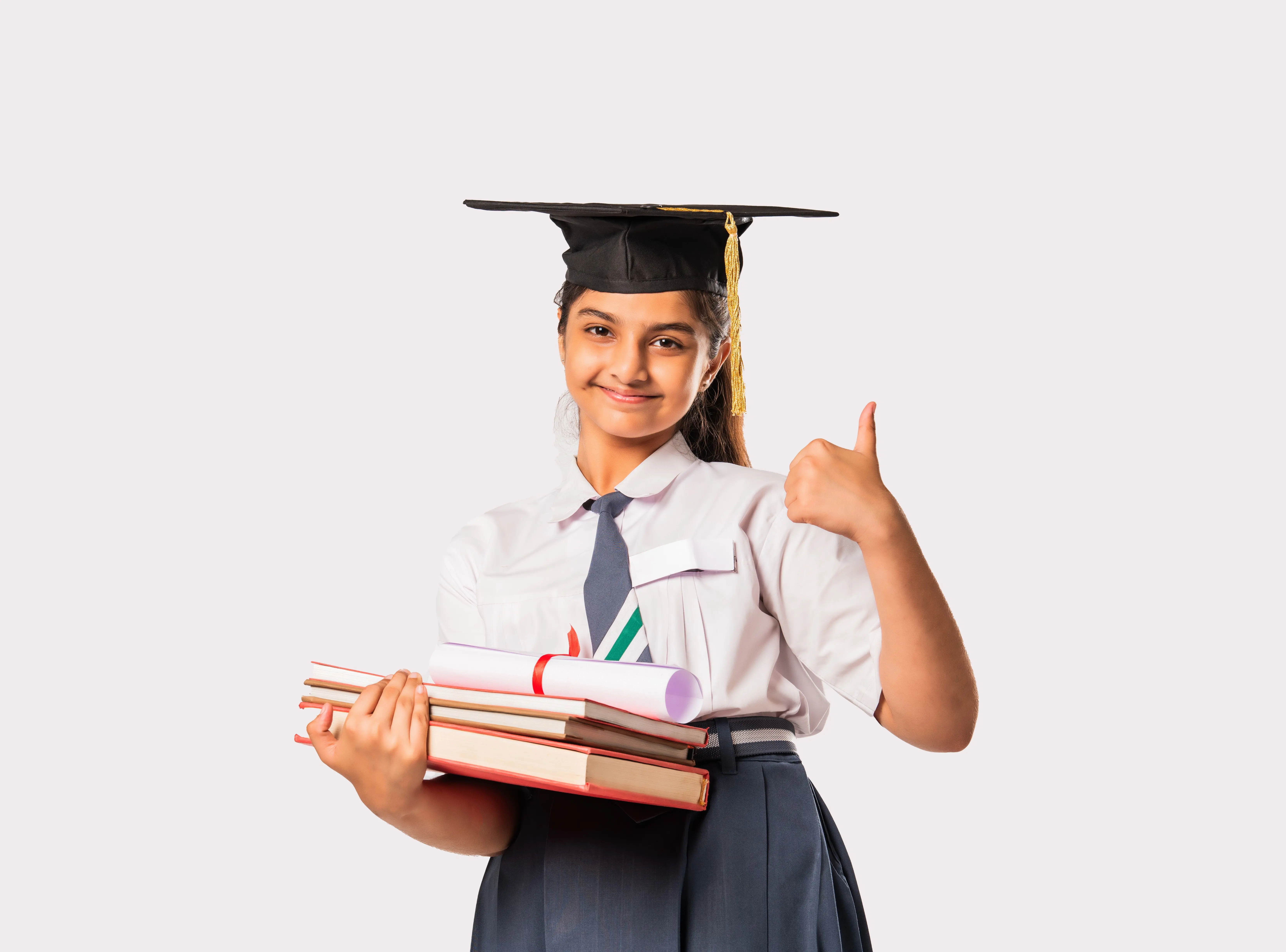 Girl With Books And Cap