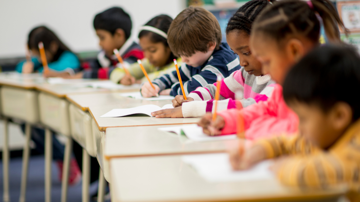 Middle Schoolers Taking Test